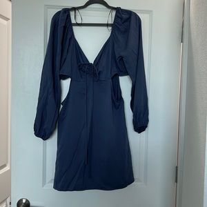 Blue Mini Dress with side Cut Out